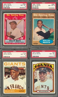 1959-1972 Topps Willie Mays PSA NM-MT 8 Collection (4 Different)